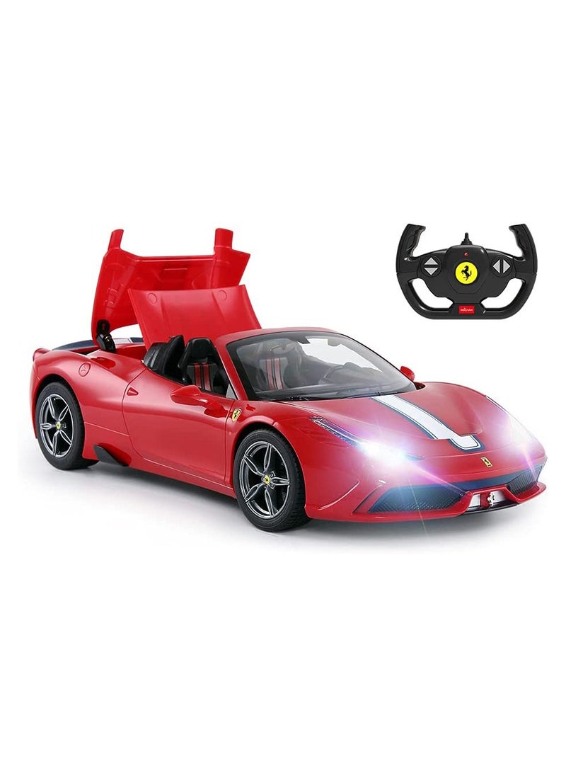 1/14 Ferrari 458 Special A RC Car - Convertible Top, Working Lights, 4-Wheel Suspension, 2.4GHz Remote Control, Officially Licensed Ferrari Toy Car for Kids & Adults