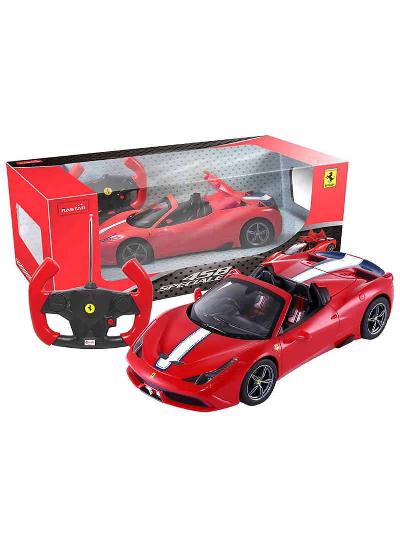 1/14 Ferrari 458 Special A RC Car - Convertible Top, Working Lights, 4-Wheel Suspension, 2.4GHz Remote Control, Officially Licensed Ferrari Toy Car for Kids & Adults