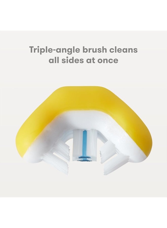 Training Toothbrush | Toddler Toothbrush for 18-24 Months, Easy-Grip Handle, Triple Angle Bristles, Soft Toothbrush Bristles, Stay-Put Suction Cup | Yellow