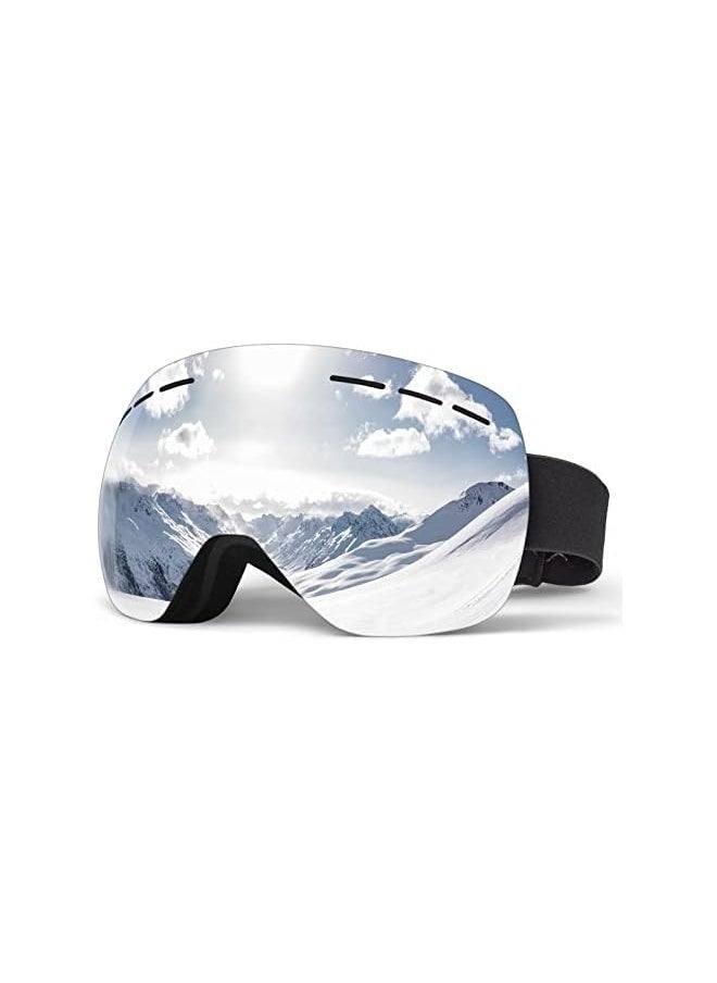 Ski Goggles Snowboard Glasses, Framless Anti-Fog Spherical Interchangeable Lens 100% UV 400 Protection, Foam Anti-Scratch Dustproof for Men Women Youth Adult