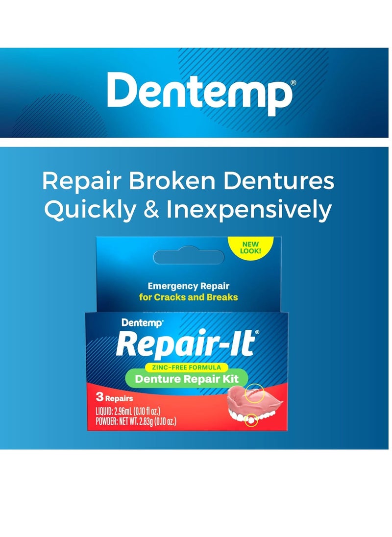 Dentemp Repair Kit - Repair-It Advanced Formula Denture Repair Kit - Denture Repair Kit Repairs Broken Dentures - Denture Repair to Mend Cracks & Replace Loose Teeth…