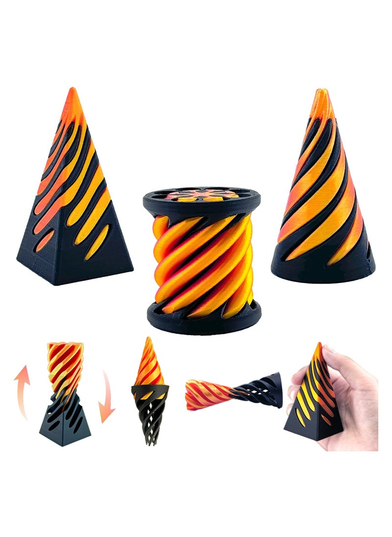 3 Packs Impossible Cone,Spiral Cone Fidget Toy Impossible Pyramid Passthrough Toy,3D Printed Spiral Cone Fidget Toy,Mini Vortex Thread Illusion Desktop Deco Souvenir Gift for Anxiety Relaxing