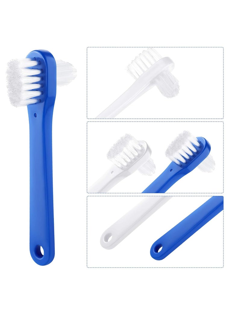 6 Pack Denture Cleaning Brush Dual Head Portable Denture Brushes T-Shaped Denture Toothbrush False Teeth Brushes Small Hard Toothbrush for Denture Care Denture Cleaner Clear Braces Mouth Guard