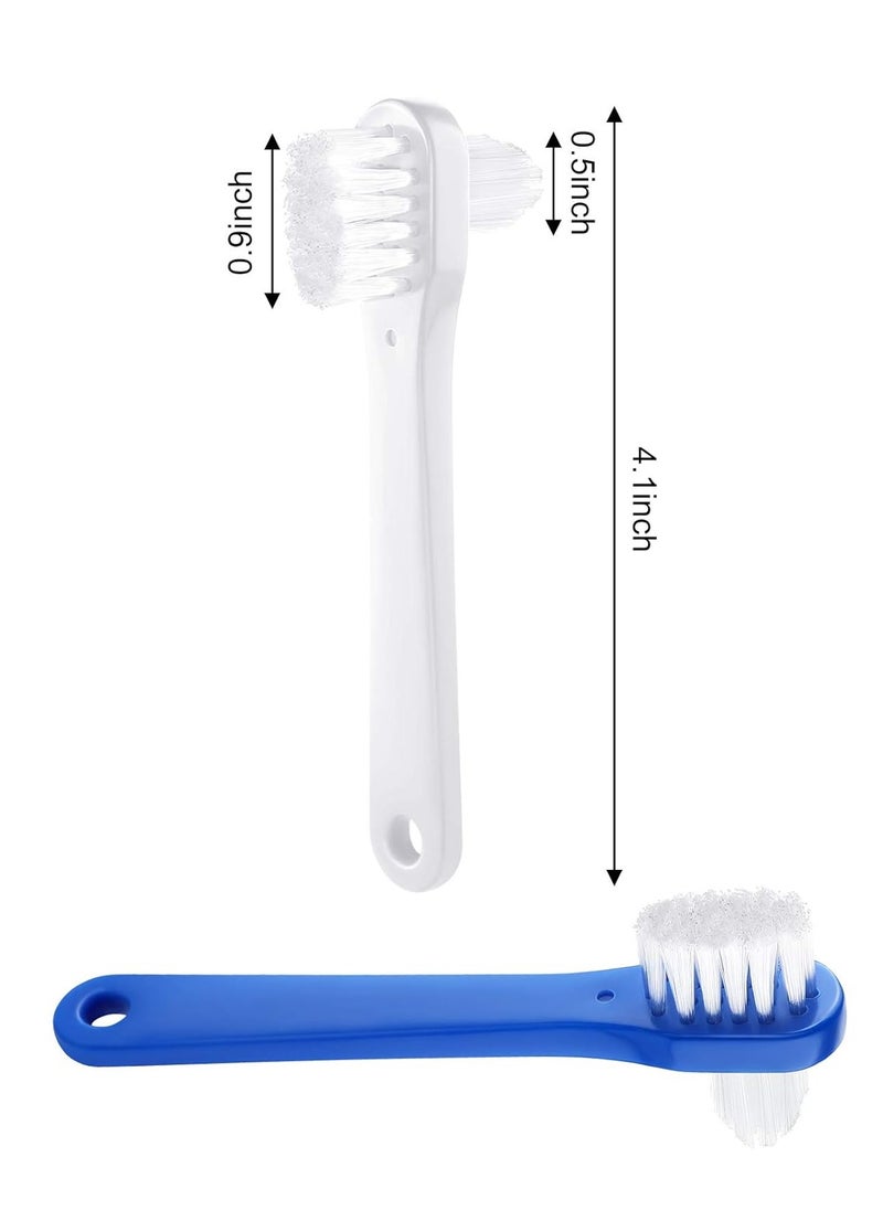 6 Pack Denture Cleaning Brush Dual Head Portable Denture Brushes T-Shaped Denture Toothbrush False Teeth Brushes Small Hard Toothbrush for Denture Care Denture Cleaner Clear Braces Mouth Guard