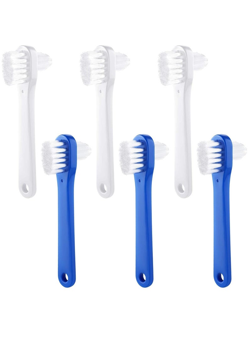 6 Pack Denture Cleaning Brush Dual Head Portable Denture Brushes T-Shaped Denture Toothbrush False Teeth Brushes Small Hard Toothbrush for Denture Care Denture Cleaner Clear Braces Mouth Guard