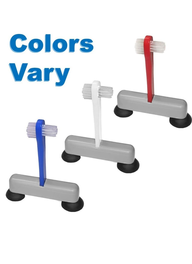 Rehabilitation Advantage Denture Scrub Brush & Suction Cup Holder,Red/Gray