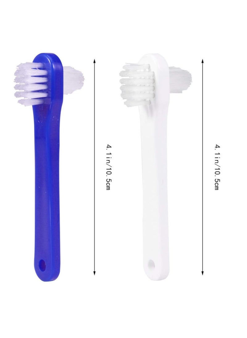 ARTIBETTER 2Pcs Double-Sided False Toothbrush Cleaning Tool (White + Blue)