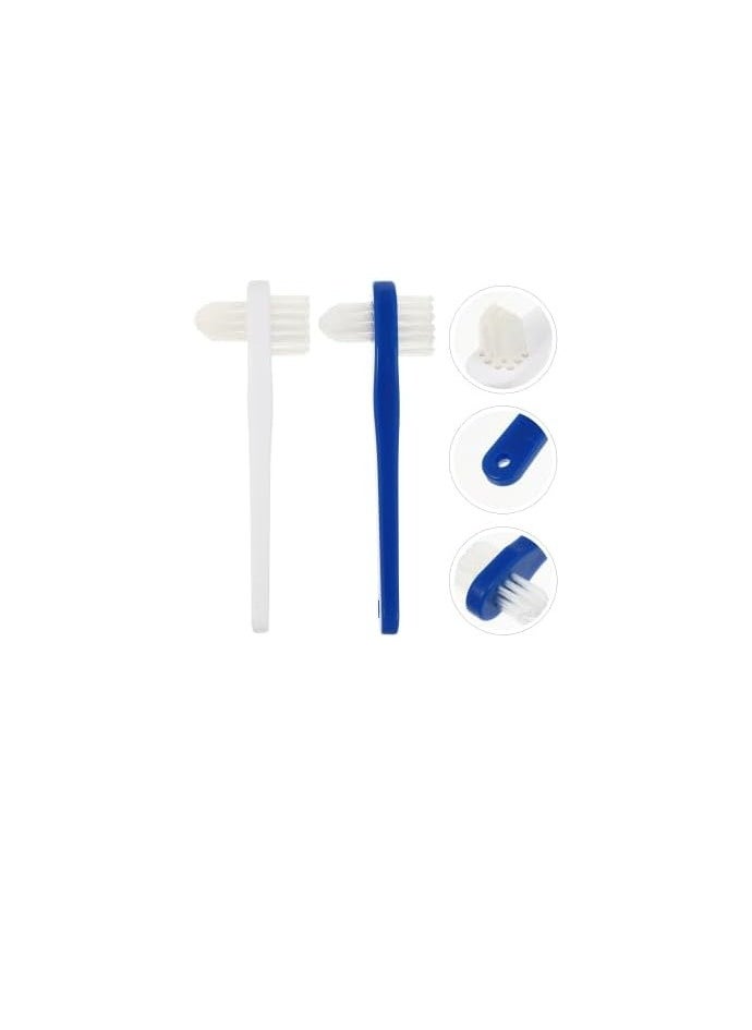 ARTIBETTER 2Pcs Double-Sided False Toothbrush Cleaning Tool (White + Blue)