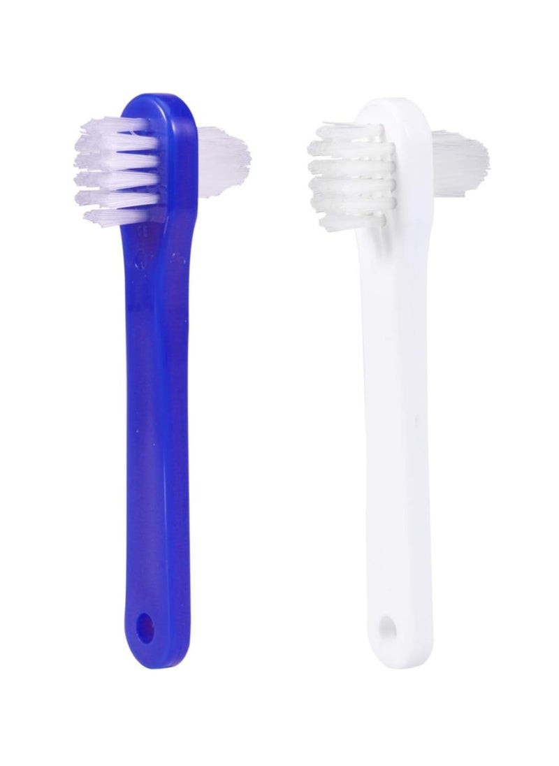 ARTIBETTER 2Pcs Double-Sided False Toothbrush Cleaning Tool (White + Blue)