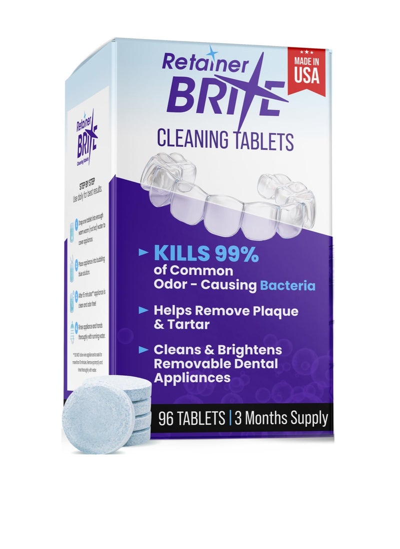 Retainer Brite Tablets for Cleaner Retainers and Dental Appliances - 96 Count