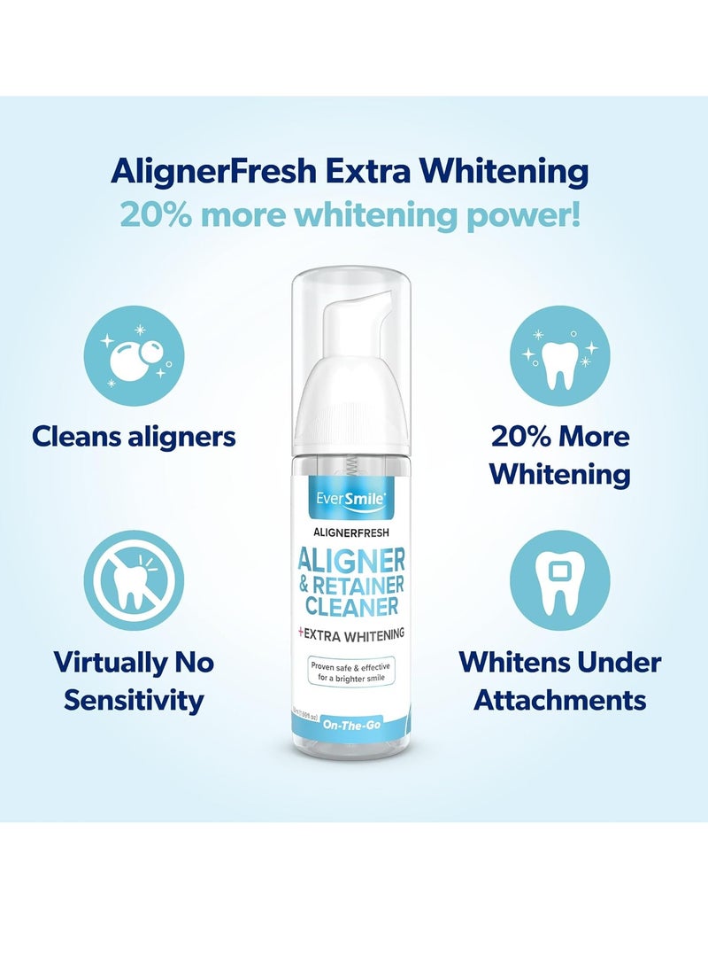 EverSmile AlignerFresh Extra Whitening Aligner & Retainer Cleaning Foam. AlignerFresh Cleaning Foam for Invisalign, ClearCorrect, Essix, Hawley Trays/Aligners. Cleans, Kills Bacteria & Whitens Teeth.