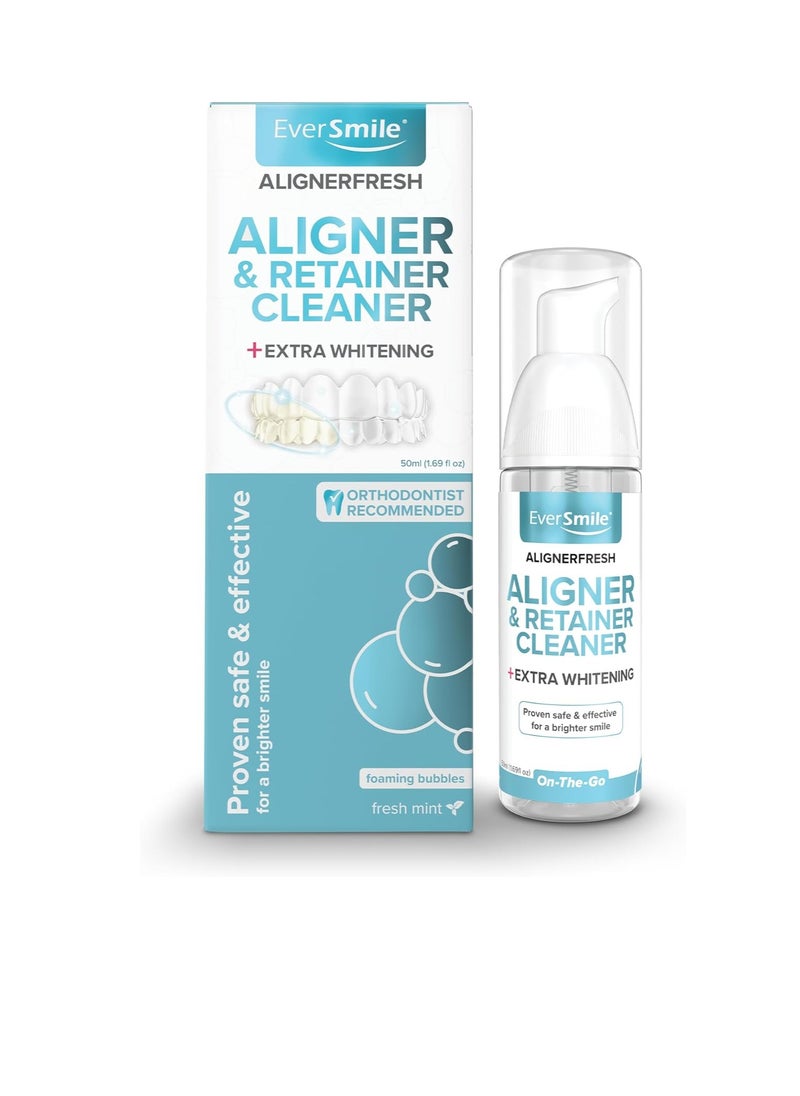 EverSmile AlignerFresh Extra Whitening Aligner & Retainer Cleaning Foam. AlignerFresh Cleaning Foam for Invisalign, ClearCorrect, Essix, Hawley Trays/Aligners. Cleans, Kills Bacteria & Whitens Teeth.