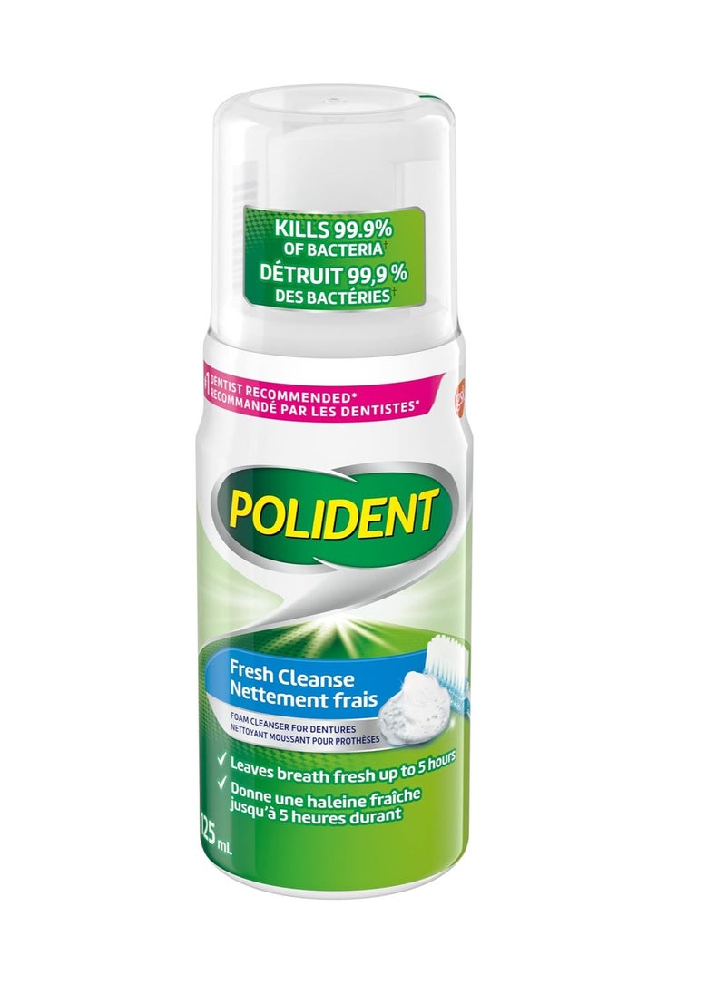 POLIDENT FRESH CLEANSE FOAMING DENTURE CLEANSER 125ML