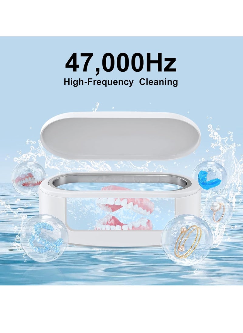 Ultrasonic Cleaner for Dentures, KRX Professional Ultrasonic Cleaner Machine with 4 Time Modes for All Dental, Retainer, Aligner, Braces, Mouth Guards, Toothbrush Head, Brushes (Pure White, 450ml)