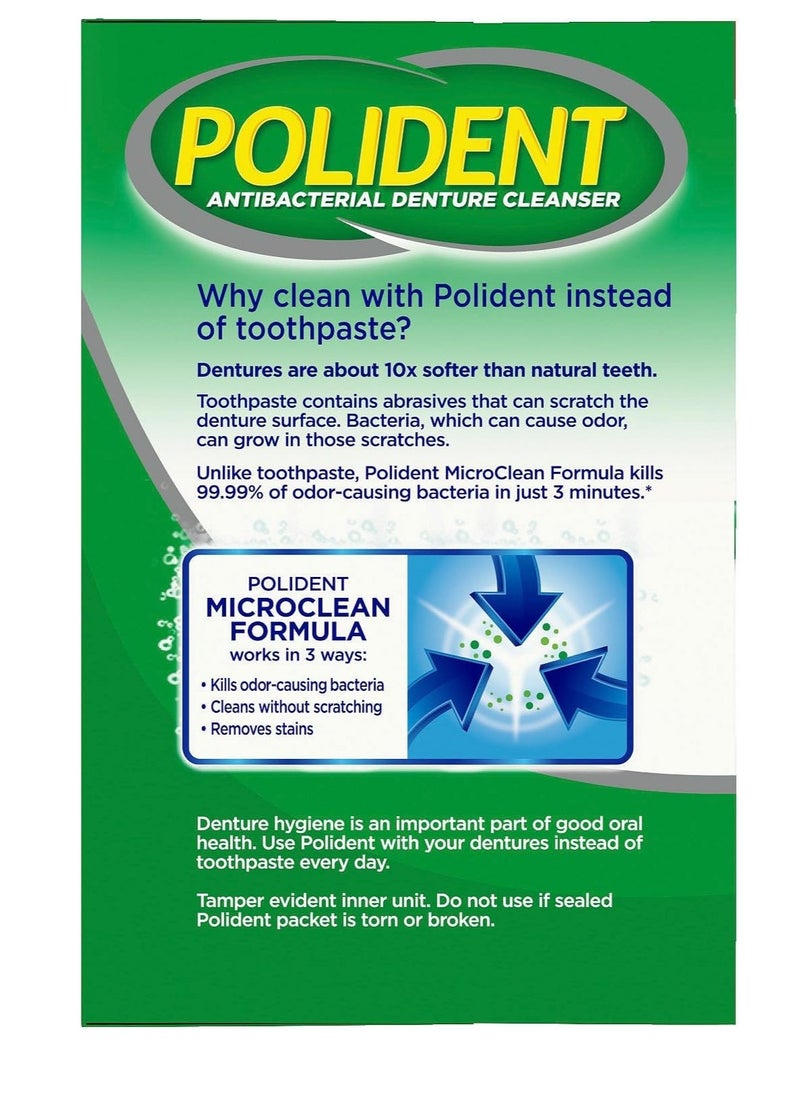 Polident 3 Minute, Antibacterial Denture Cleanser 120 ea (Pack of 2)