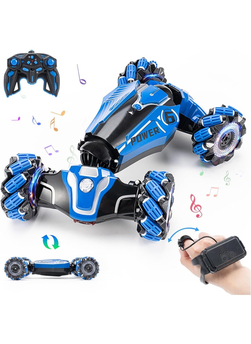 RC Stunt Car, 2.4 GHz 4WD Drive Remote Controlled Gesture Sensor Toy Car, Hand Remote Control car with 360° Flipping Light and Music, Toys