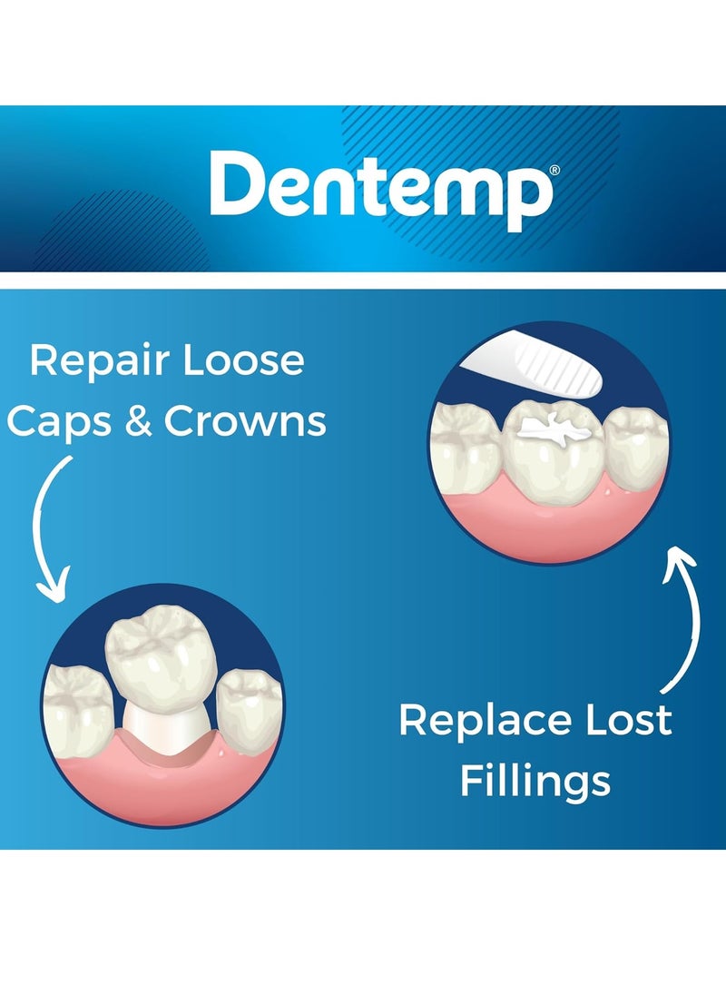 Dentemp Maximum Strength Loose Cap and Lost Filling Repair - Dental Repair Kit for Instant Pain Relief (Pack of 2)