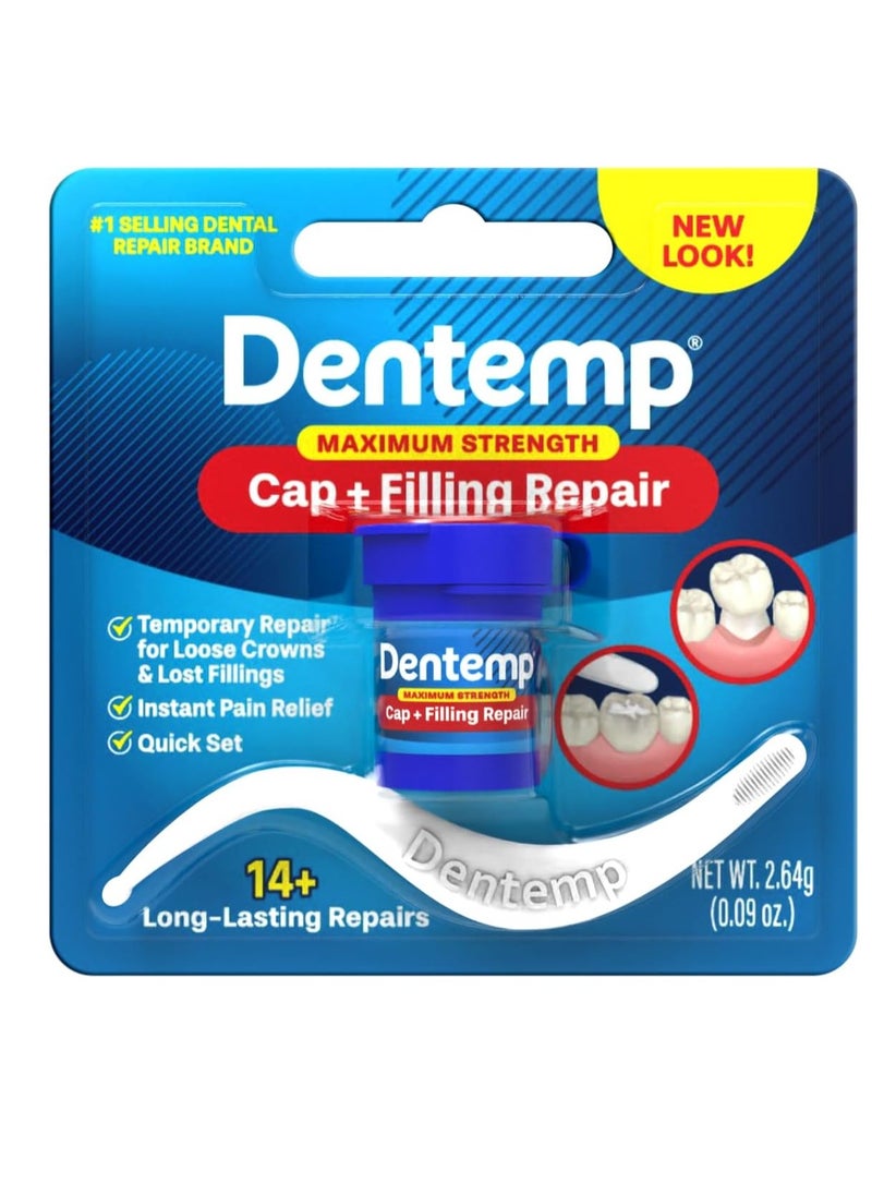 Dentemp Maximum Strength Loose Cap and Lost Filling Repair - Dental Repair Kit for Instant Pain Relief (Pack of 2)