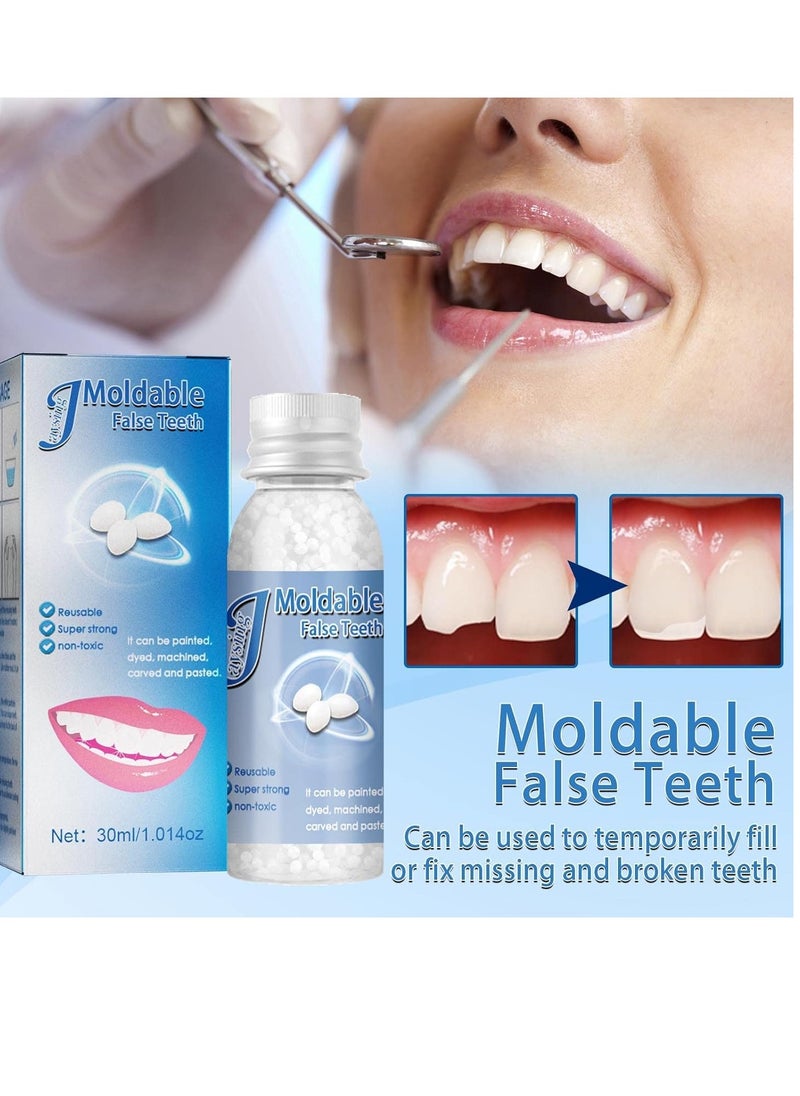 Dental Repair Denture Repair Beads,Tweezers,Dental Pick,Dental Tools for Fixing Filling Missing Broken Tooth Moldable Fake Teeth