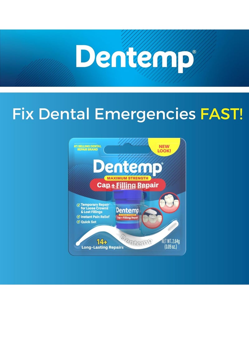 Dentemp Maximum Strength Loose Cap and Lost Filling Repair - Dental Repair Kit for Instant Pain Relief (Pack of 3)