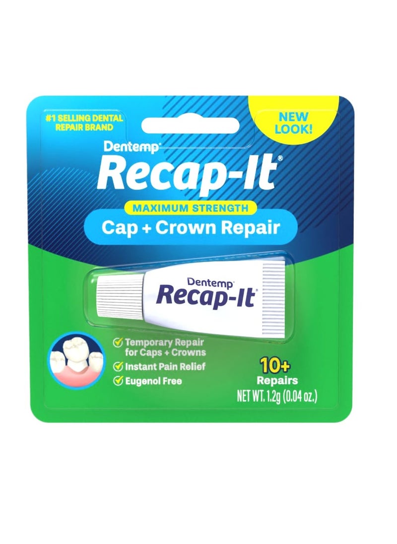 Dentemp Recap-It Cap and Crown Repair Dental Kit - Fast Acting Formula Dental Cement for Loose Caps (Pack of 3) - Temporary Cement for Crown and Bridge