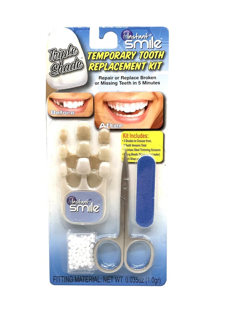 Instant Smile Triple Shade Temporary Tooth Kit - Replace A Missing Tooth in Just 5 Minutes!