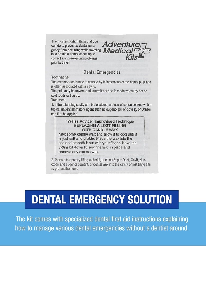 Adventure Medical Kits Dental Medic Kit - Travel Dental Kit for Emergency Tooth Care - Includes Orasol Gel, Tural Tea, Temporary Cavity Filling & More