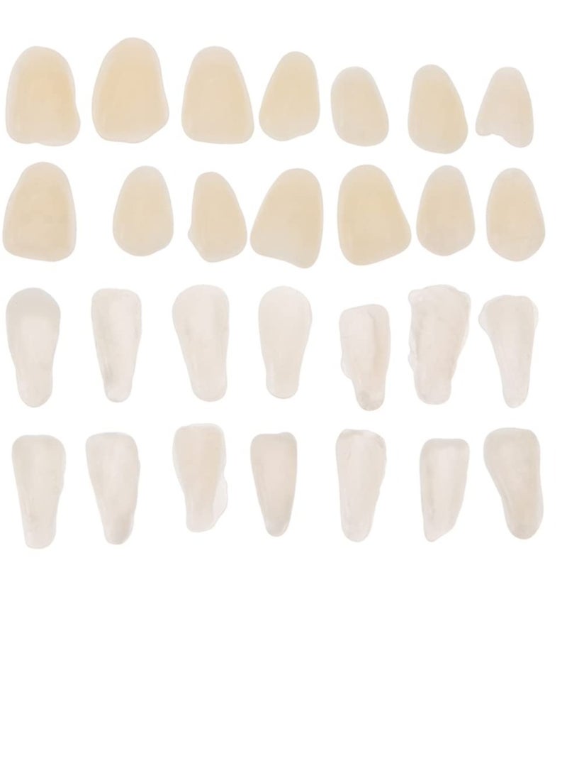 FOMIYES Temporary Crown, 200Pcs Temporary Cap, Dental Acrylic Resin Temporary Crown Veneers Material Temporary Repair Kit Replacements for Missing Broken Fake Teeth Beige