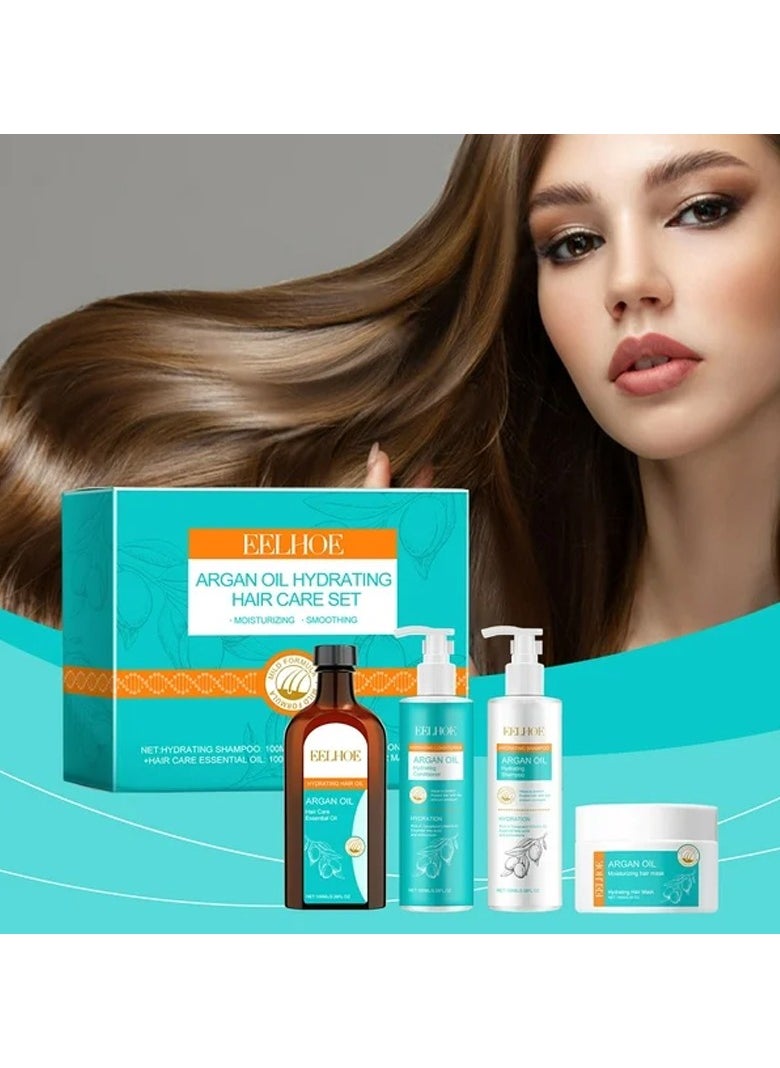 EELHOE Argan Oil Hydrating Hair Care Set Moisturizing Hair Care Set Nourishing Care Dry, Hairy, Smooth and Bright Hair