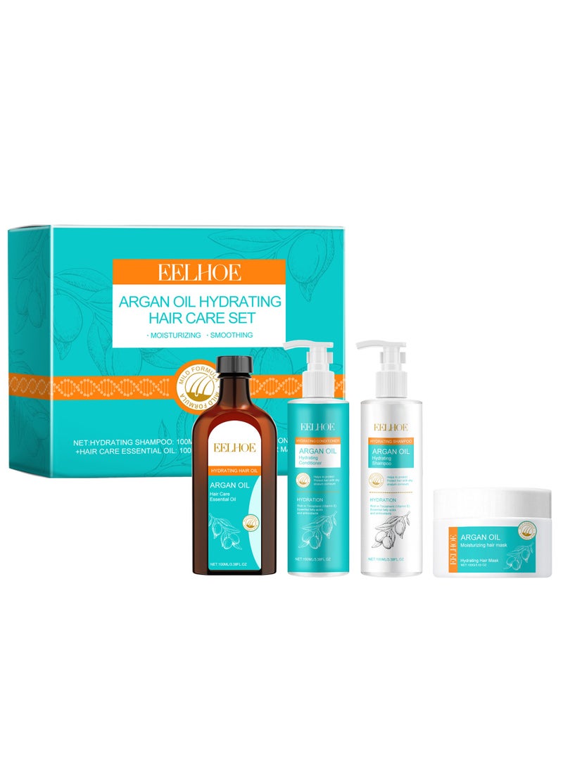 EELHOE Argan Oil Moisturizing Hair Care Set, Nourishing And Treating Dry Hair Smooth And Glossy Essence