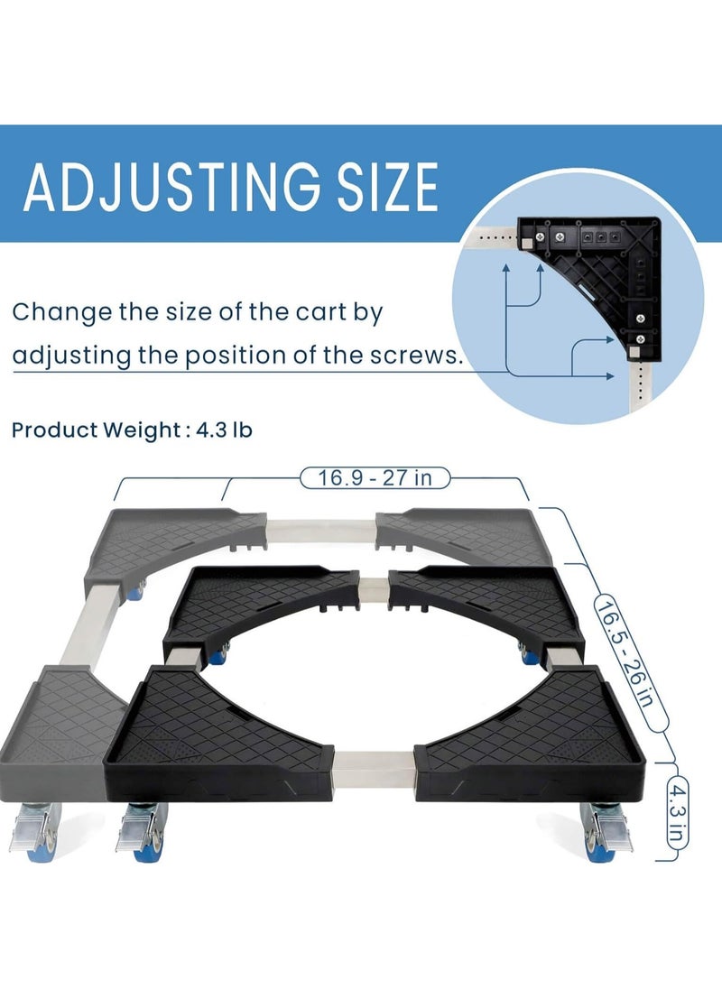 Furniture Dolly Cart. Adjustable Washing Machine Stand Appliance Mini Fridge Stand. Furniture Moving Roller with 2 Locking Swivel Wheels. Universal Moving Wheel Cart for Dryer Refrigerator