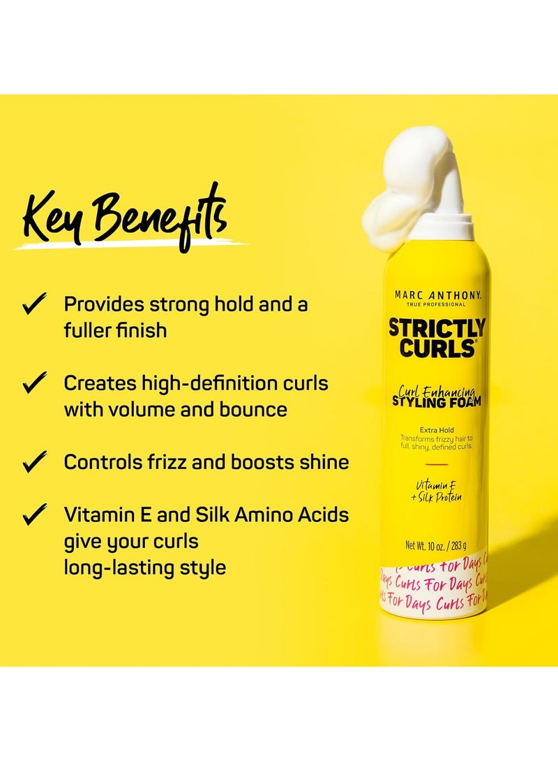 Strictly Curl Enhancing Styling Foam Extra Hold Vitamin E and Silk Proteins Transforms Frizzy Hair to Full Shiny Defined Curls Sulfate Free Anti Frizz Mousse Product