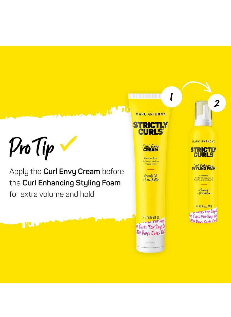 Strictly Curl Enhancing Styling Foam Extra Hold Vitamin E and Silk Proteins Transforms Frizzy Hair to Full Shiny Defined Curls Sulfate Free Anti Frizz Mousse Product