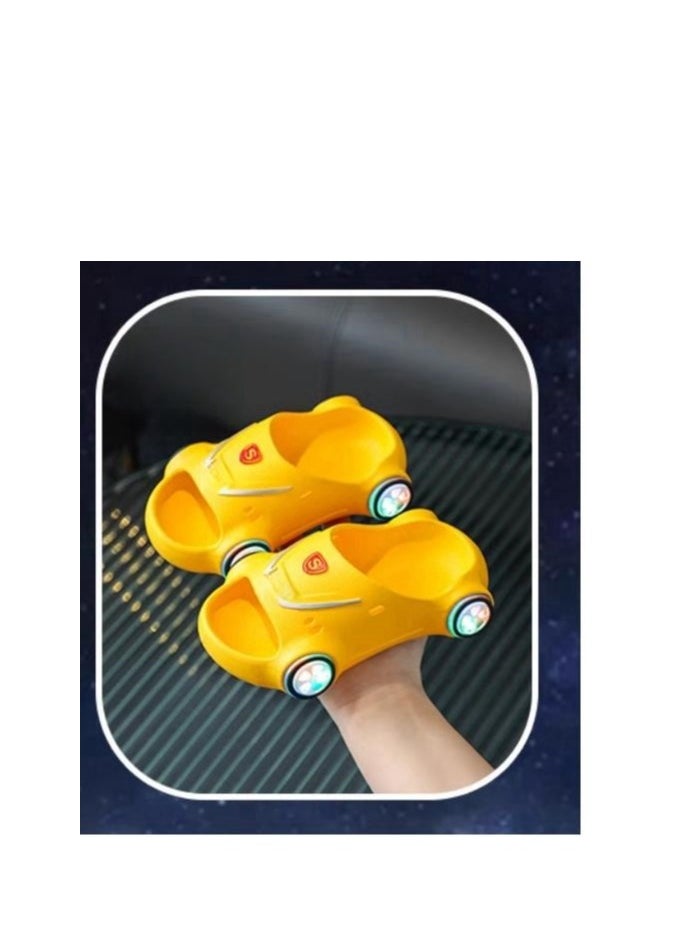 Children's Cute Sports Car Illuminated Slippers Soft Bottom Anti Slip Baby Slippers