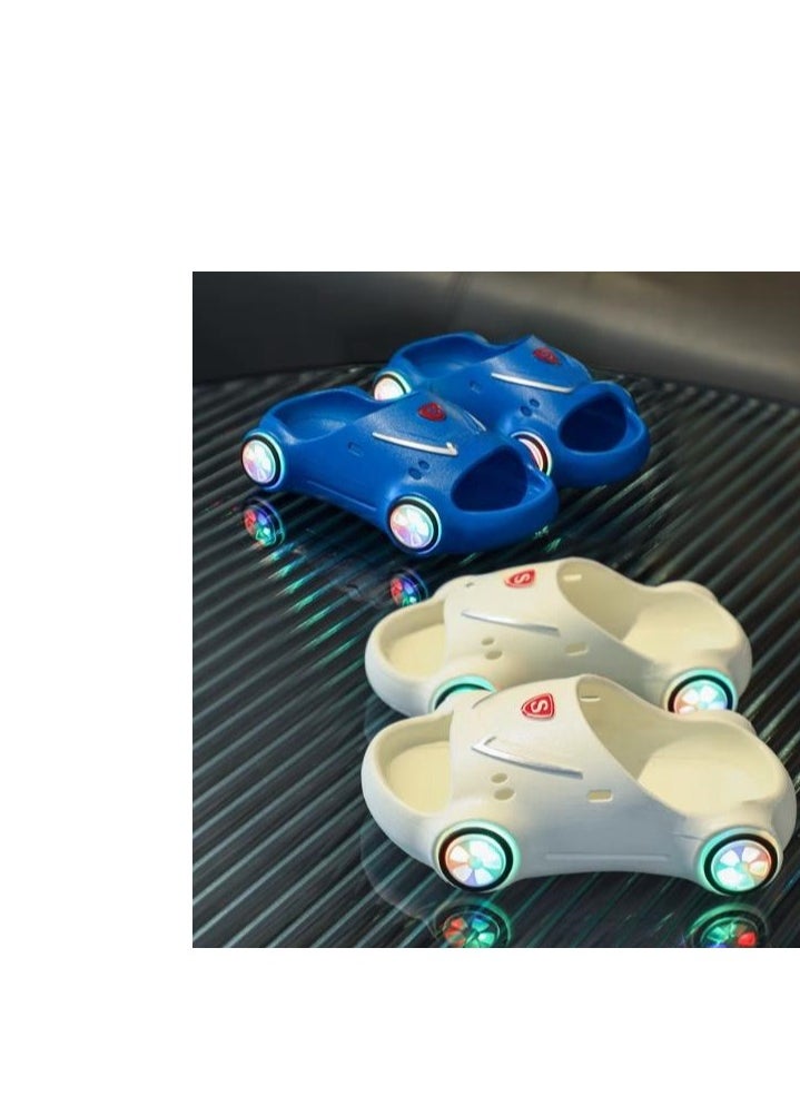 Children's Cute Sports Car Illuminated Slippers Soft Bottom Anti Slip Baby Slippers