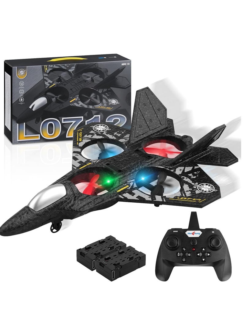 RC Plane, 2.4GHz Remote Controlled Aeroplane L0712 Quadcopter Floating Fighter Aircraft RC Aeroplane RTF for Beginners/Children/Adults, Plane Toy with Coloured Lights USB Charging