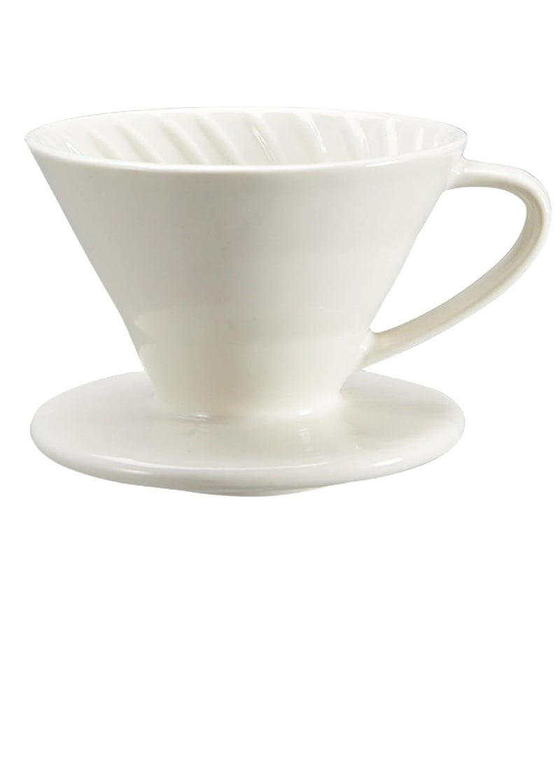 Pour Over Ceramic Coffee Dripper-V60/V02,For Home, Cafe, Restaurants (Cream White)