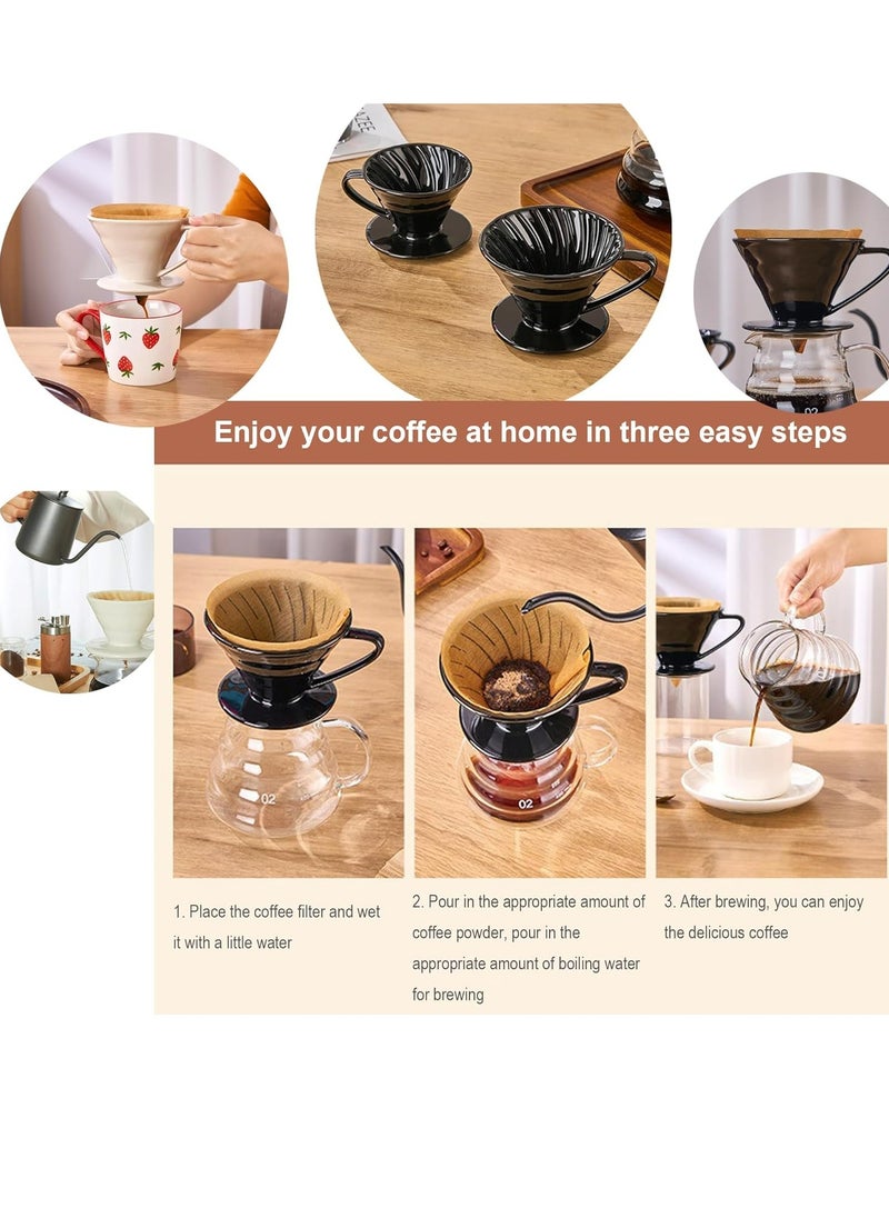 Pour Over Ceramic Coffee Dripper-V60/V02,For Home, Cafe, Restaurants (Cream White)