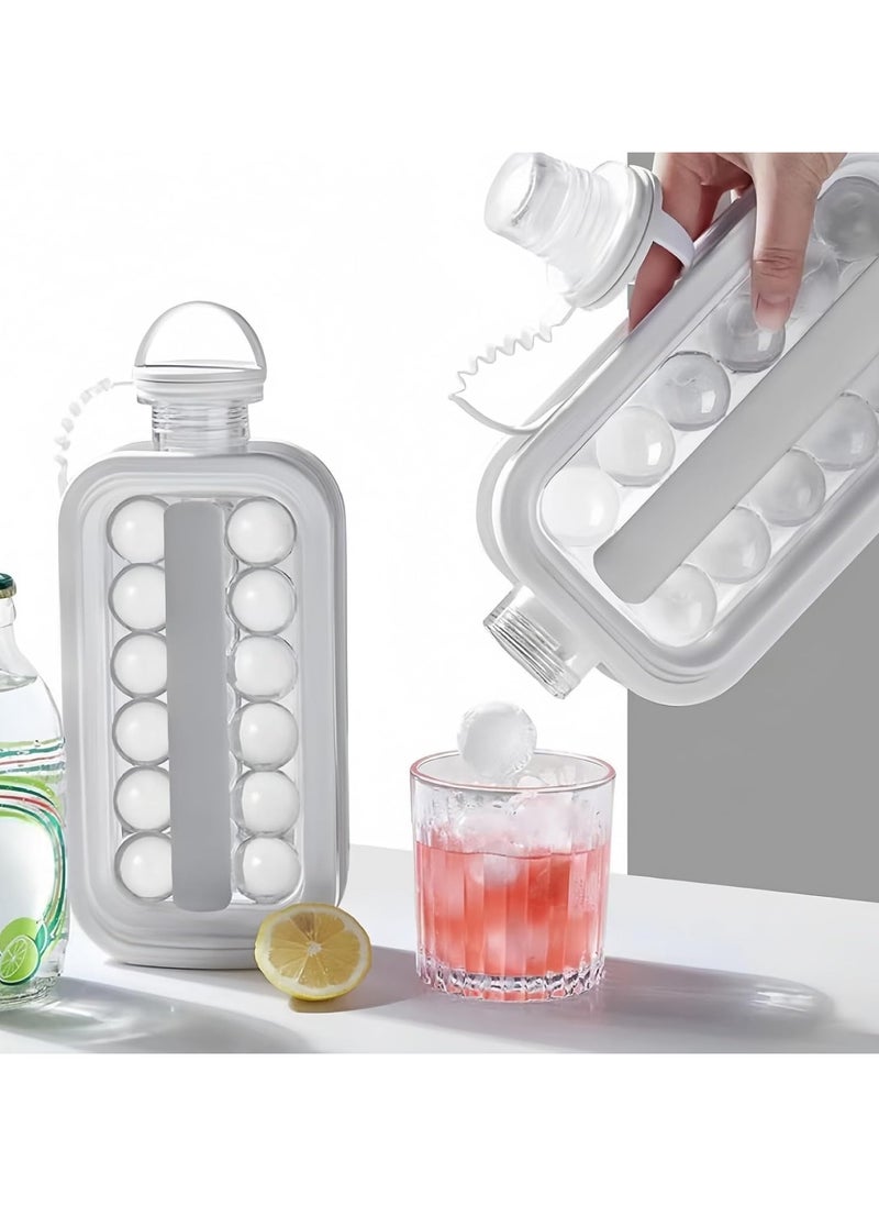 Ice Ball Maker -2 in 1 Portable Kettle, Magic Ice Cube Maker, Portable Ice Ball Maker, Ice Maker For Freezer With 17 Grids - BPA-Free Travel,Suitable for Home Camping Parties Picnics Etc-Grey