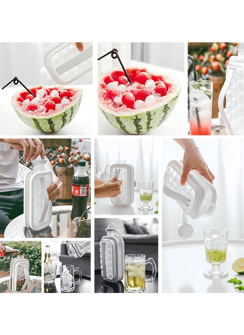 Ice Ball Maker -2 in 1 Portable Kettle, Magic Ice Cube Maker, Portable Ice Ball Maker, Ice Maker For Freezer With 17 Grids - BPA-Free Travel,Suitable for Home Camping Parties Picnics Etc-Grey