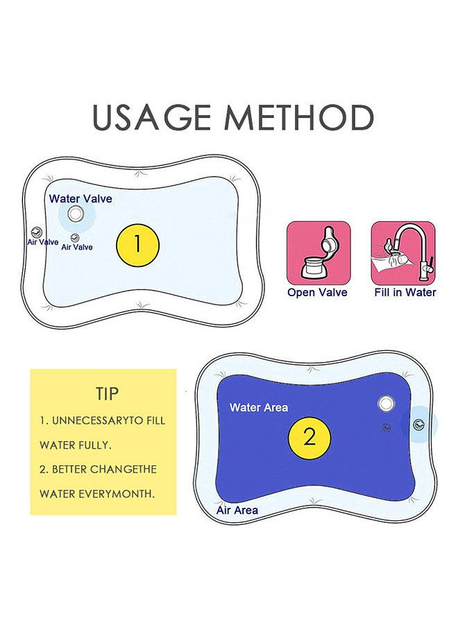 Inflatable Baby Water Mat Infant Tummy Time Playmat with Squeaky Button Toddler Fun Activity Center Kids Toys for Boys Girls
