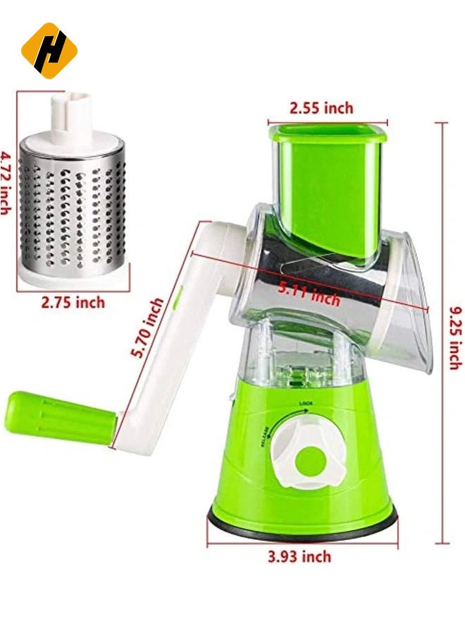 Manual Tabletop Drum Cheese Grater, 3 In 1 Rotary Shredder Slicer Grinder For Cucumber Nut Potato Carrot Cheese, Vegetable Salad Shooter