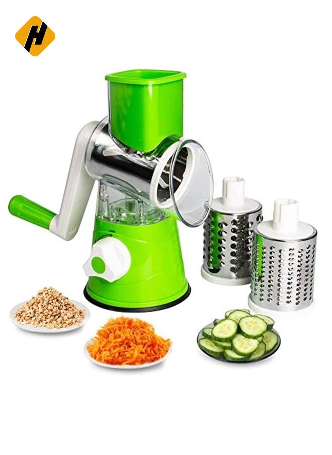 Manual Tabletop Drum Cheese Grater, 3 In 1 Rotary Shredder Slicer Grinder For Cucumber Nut Potato Carrot Cheese, Vegetable Salad Shooter