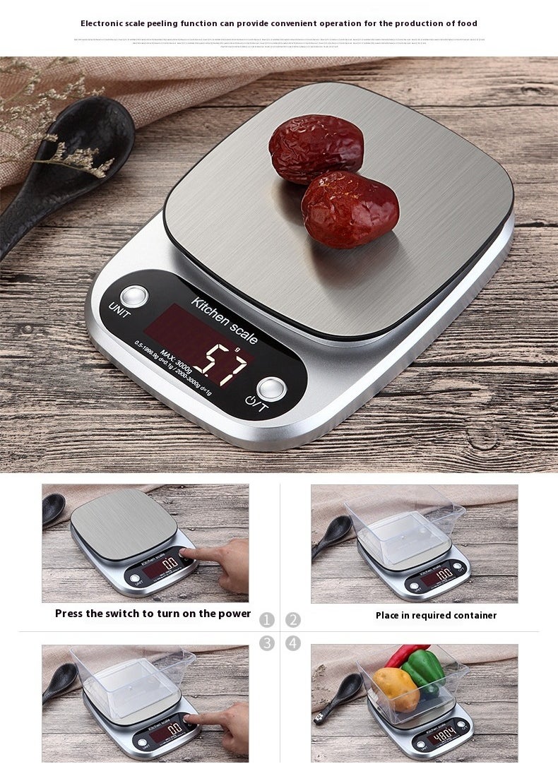 Touch Screen Stainless Steel Digital Kitchen Scale 10kg Silver,Food Scale Weight Grams, Digital Kitchen Scales and Ounces for Cooking, Baking