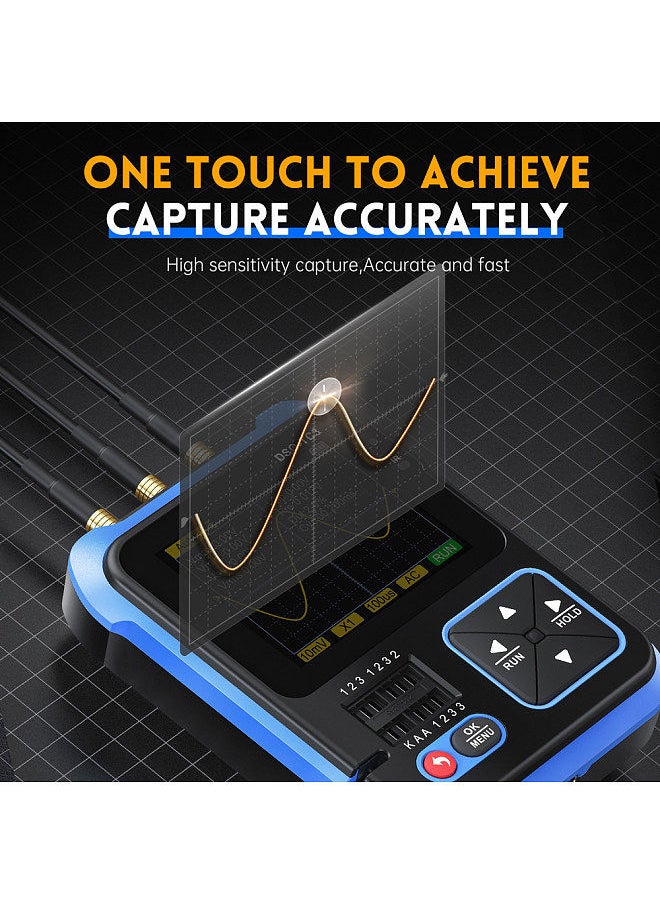 3in1 Digital Oscilloscope Transistor Tester Function Signal Generator Meter Handheld Oscilloscope 2.4inch TFT Display 10MS/s Sample Rate 500KHz Bandwidth Oscillometer