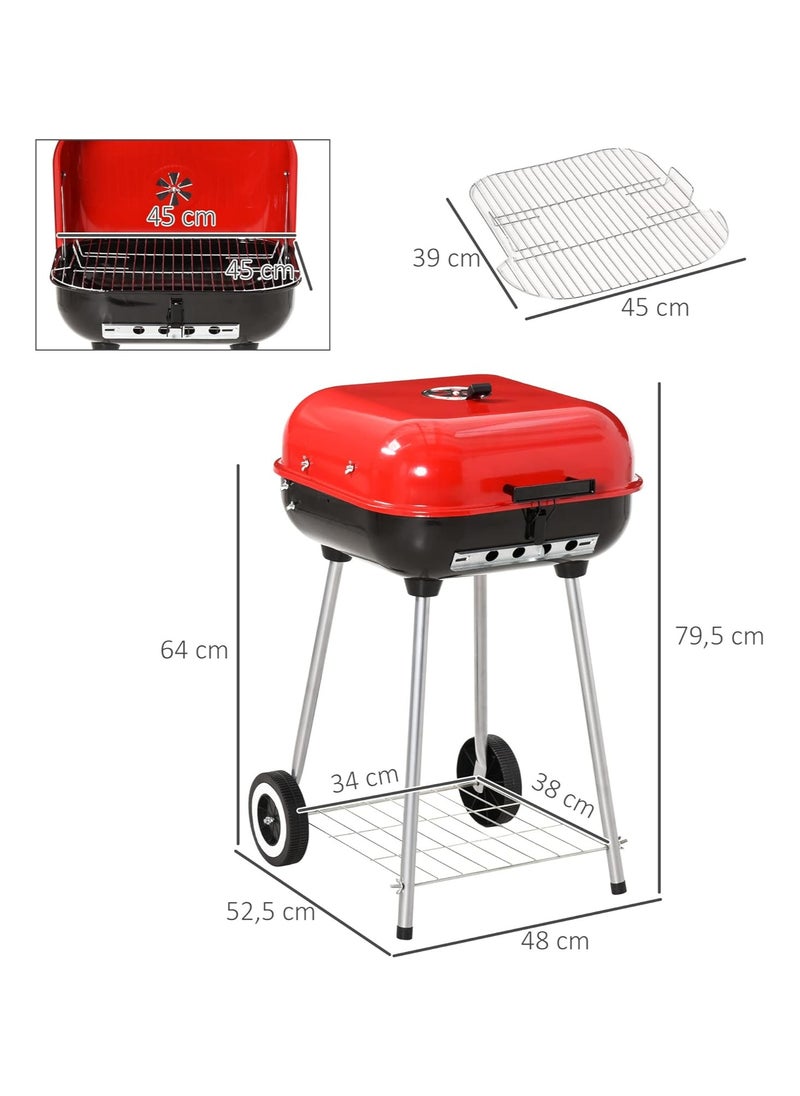 Outdoor Square Charcoal Barbecue Grill.