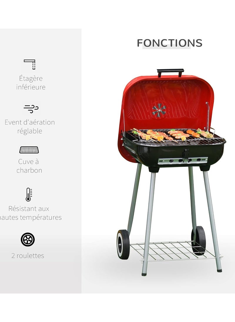 Outdoor Square Charcoal Barbecue Grill.