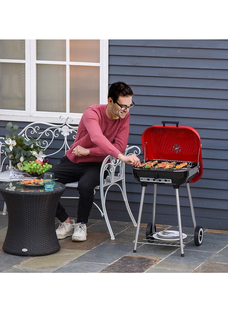 Outdoor Square Charcoal Barbecue Grill.