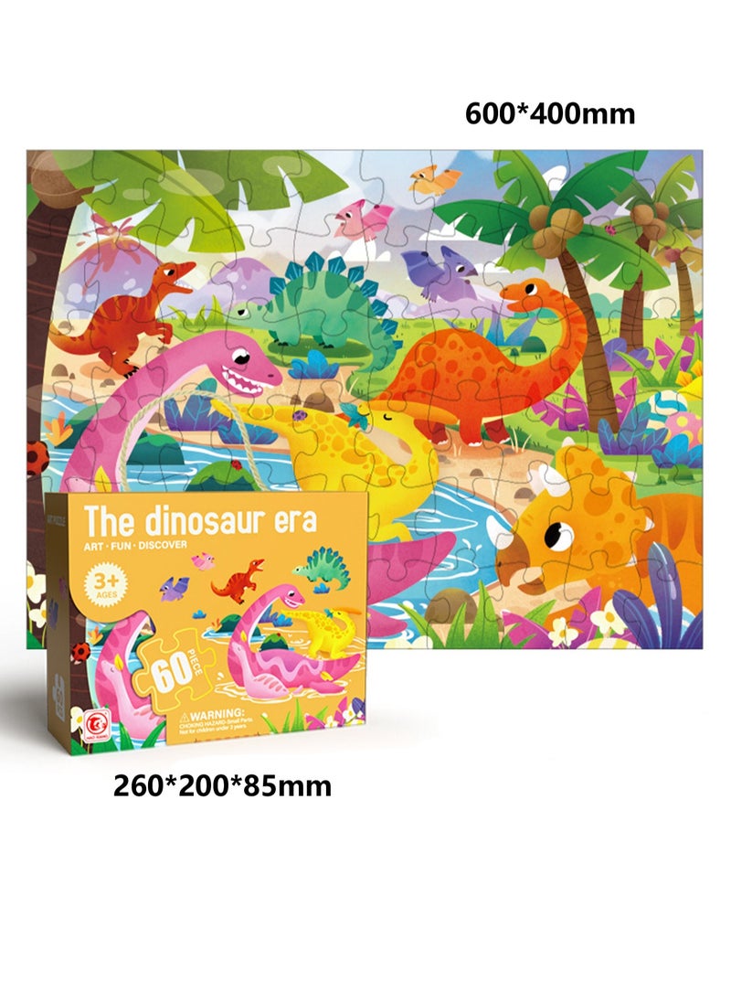 Educational Children's Floor Jigsaw Puzzle Toy, Preschool Learning and Educational Toy, Gift for 3-4 Years Old Boys and Girls (60 Pieces Dino Crisis)