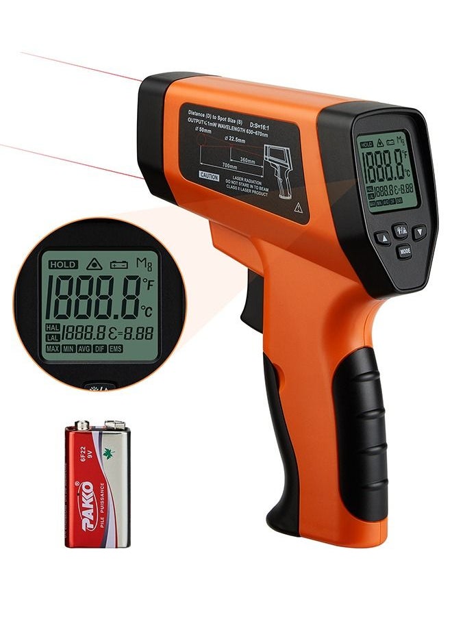 INKBIRD Dual Laser Infrared Thermometer for Cooking -50℃~750℃ Non-Contact Infrared Thermometer Gun for Pizza Oven Laser Temperature Gun with Holster DS Ratio 16:1 LCD Backlit INK-IFT03 OR